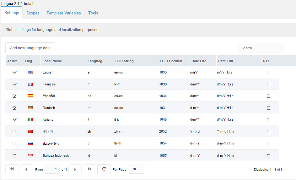 MODX Globalization Using Lingua - 1