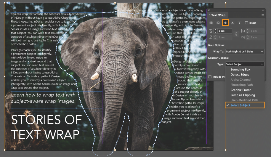 Subject Aware Text Wrap Adobe InDesign