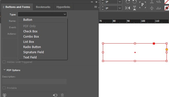 InDesign Buttons and Forms Panel