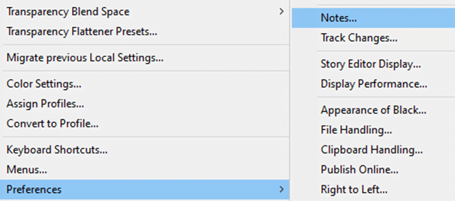 InDesign Preferences Notes