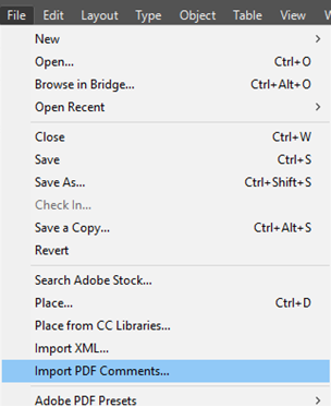 Import PDF Comments - InDesign