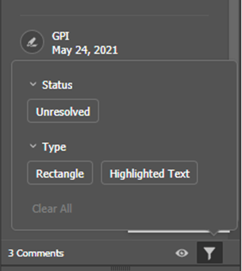 Filter Comments - InDesign