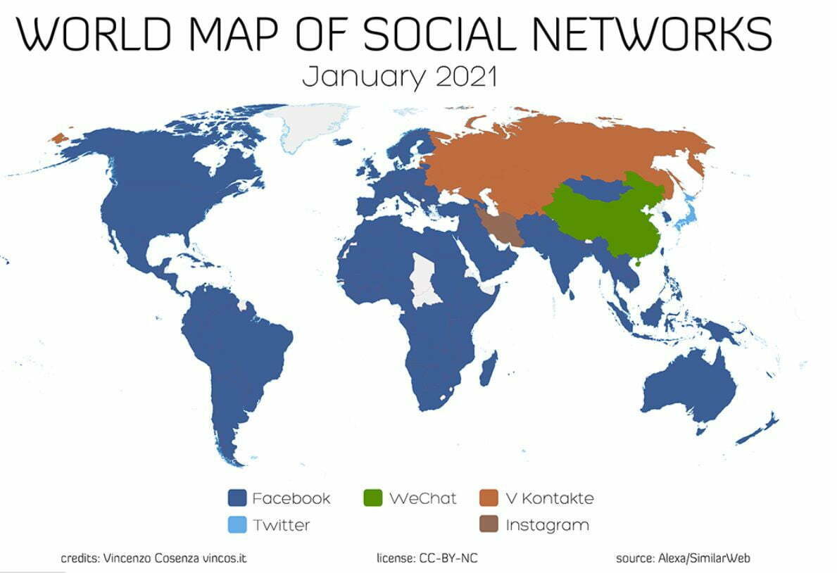 World Map of Social Networks 2021