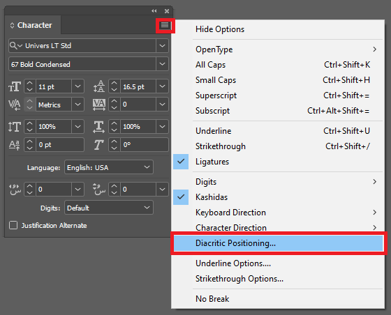 Diacritic Settings - EPUB