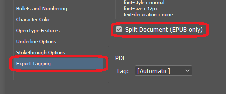 Export Tagging - EPUB