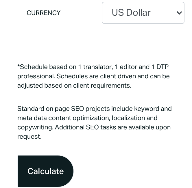 GPI Translation Budget Calculator - SEO - Calculate