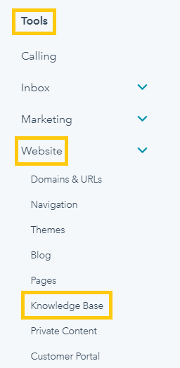 HubSpot-tools-website-knowledge base
