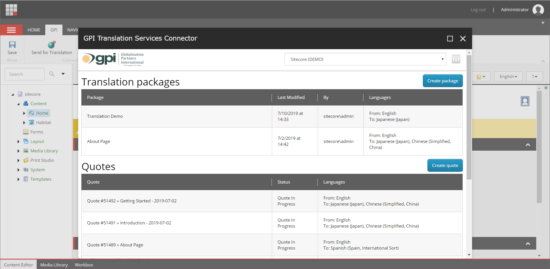 GPI's Sitecore Translation Connector