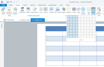 Create Tables – Articulate Storyline 360