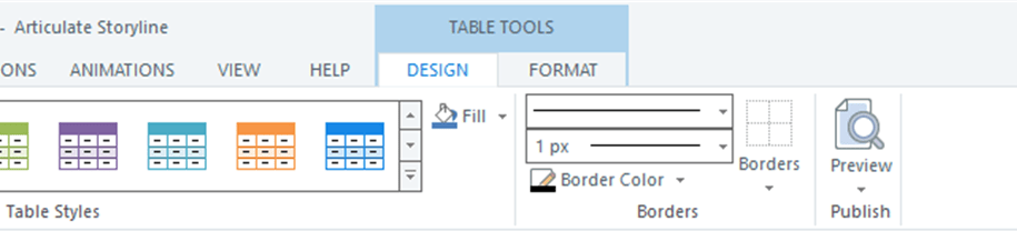 Table Design – Articulate Storyline 360