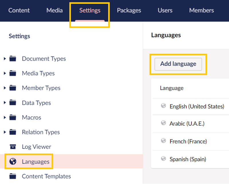 Enable Target Languages